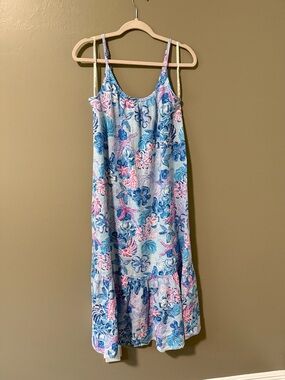NWT - Lilly Pulitzer Light Blue Floral Seashell midi dress XS